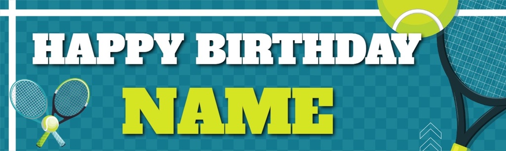 Personalised Party Banner - Kids Tennis - Custom Text