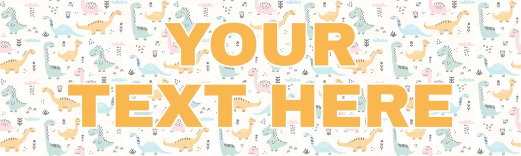 Personalised Party Banner - Orange Kids Dinosaur - Custom Text