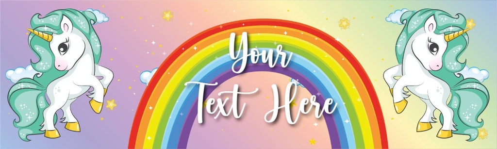 Personalised Party Banner - Rainbow & Unicorns Kids - Custom Text