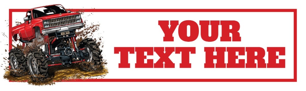 Personalised Party Banner - Red Monster Truck - Custom Text
