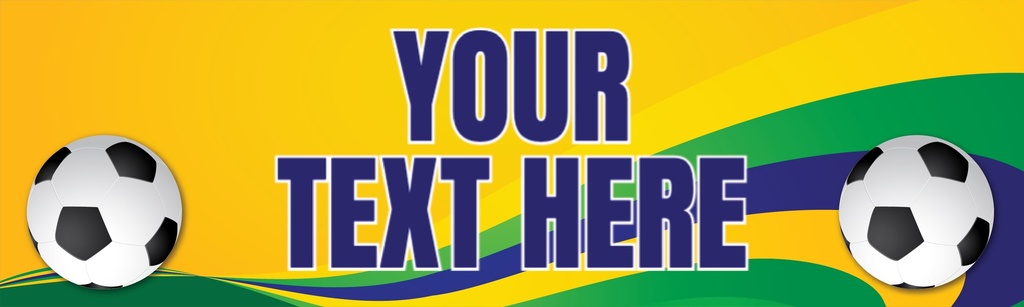 Personalised Party Banner - Yellow Blue & Green Football - Custom Text