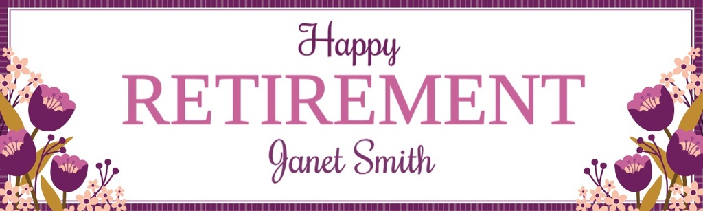 Personalised Retirement Banner - Purple Floral - Custom Name