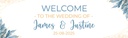 Personalised Wedding Banner - Blue Gold Welcome - Custom Name & Date