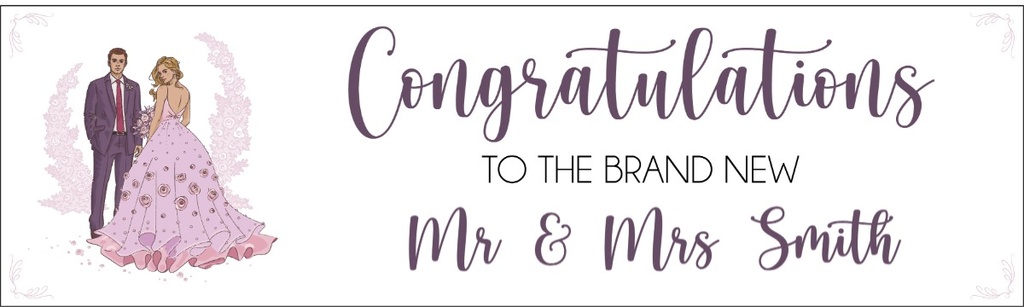 Personalised Wedding Banner - Congratulations Mr & Mrs - Custom Names