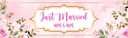 Personalised Wedding Banner - Pink Floral Just Married - Custom Name