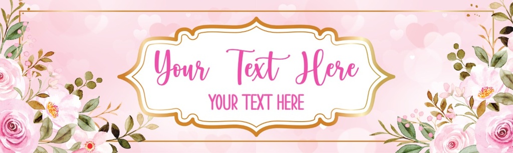 Personalised Wedding Banner - Pink Floral Just Married - Custom Text