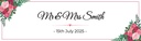 Personalised Wedding Banner - Pink Roses - Custom Name & Date