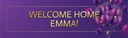 Personalised Welcome Home Banner - Purple & Gold Design - Custom Name