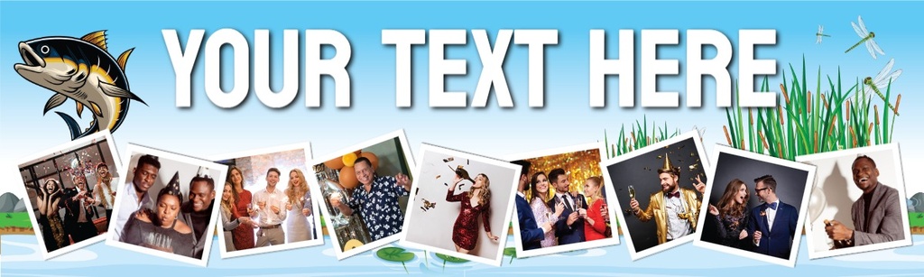 Birthday Party Banner - Fishing - Add Text & 9 Photos