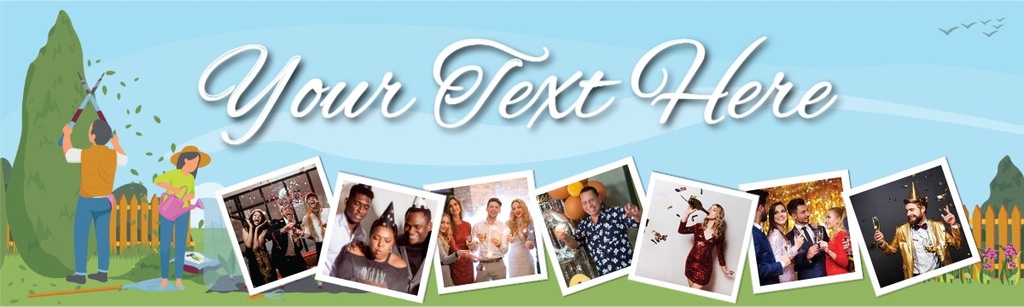 Happy Birthday Banner - Gardening - 7 Photo Upload - Custom Text