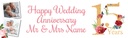 Personalised 15th Wedding Anniversary Banner - Floral Design - 2 Photo Upload