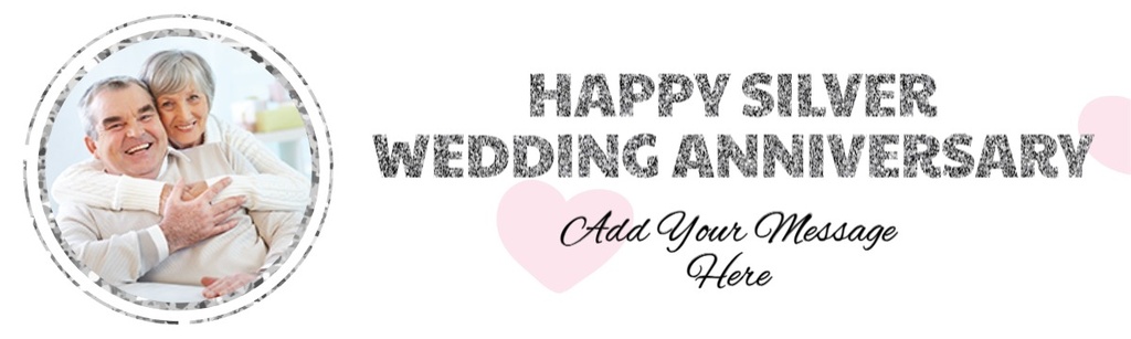 Personalised 25th Wedding Anniversary Banner - Silver - 1 Photo upload