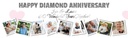 Personalised 60th Wedding Anniversary Banner - Diamond - 9 Photo upload