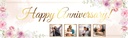 Personalised Anniversary Banner - Pink Floral - 4 Photo Upload