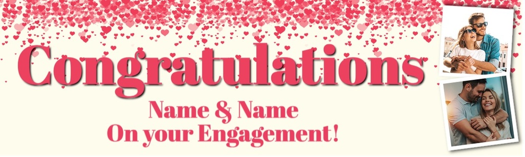Personalised Engagement Party Banner - Congratulations - 2 Photo Upload