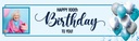 Personalised Happy 100th Birthday Banner - Blue White Balloons - 1 Photo Upload