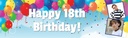 Personalised Happy 18th Birthday Banner - Party Balloons - 2 Photo Upload