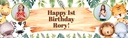 Personalised Happy 1st Birthday Banner - Baby Jungle Animals - 2 Photo Upload