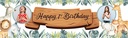 Personalised Happy 1st Birthday Banner - Giraffe Safari Friends - 2 Photo Upload