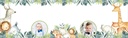 Personalised Happy 1st Birthday Banner - Safari Animal Friends - 2 Photo Upload