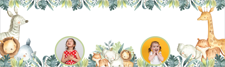 Personalised Happy 2nd Birthday Banner - Safari Animal Friends - 2 Photo Upload