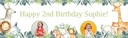 Personalised Happy 2nd Birthday Banner - Safari Animal Friends - 2 Photo Upload