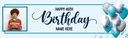 Personalised Happy 40th Birthday Banner - Blue White Balloons - 1 Photo Upload