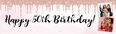 Personalised Happy 50th Birthday Banner - Pink Glitter - 2 Photo Upload