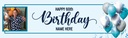 Personalised Happy 60th Birthday Banner - Blue White Balloons - 1 Photo Upload