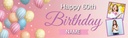 Personalised Happy 60th Birthday Banner - Pink & Blue Balloons - 2 Photo Upload