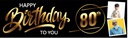 Personalised Happy 80th Birthday Banner - Black & Gold - 2 Photo Upload
