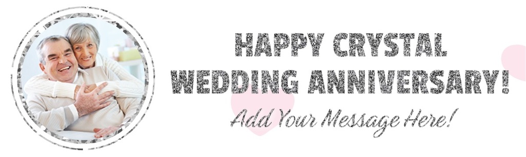 Personalised Happy Anniversary Banner - Crystal Wedding - 1 Photo Upload