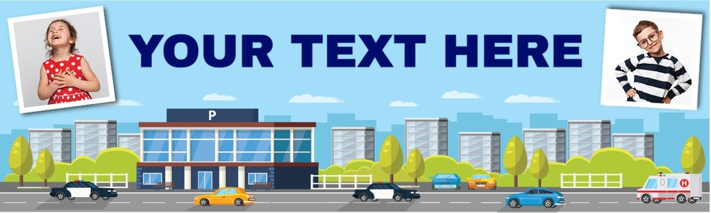 Personalised Happy Birthday Banner - City Cars - 2 Photo Upload