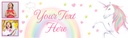 Personalised Happy Birthday Banner - Hearts & Stars Rainbow Unicorn - 2 Photo Upload