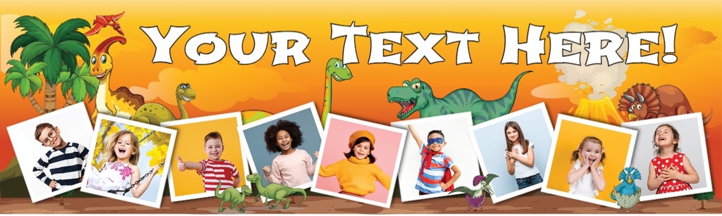 Personalised Happy Birthday Banner - Kids Dinosaur Party - 1 Photo Upload