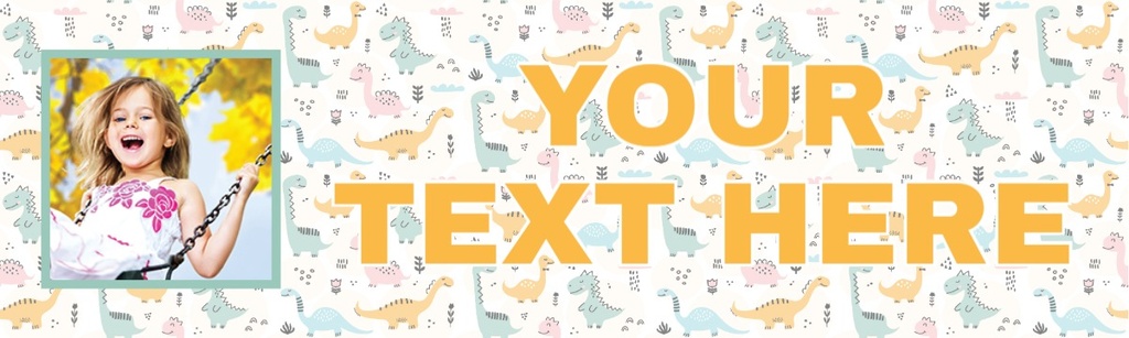 Personalised Happy Birthday Banner - Kids Dinosaur Party Background - 1 Photo Upload