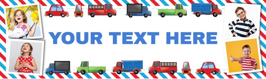 Personalised Happy Birthday Banner - Lorry & Truck - 4 Photo Upload