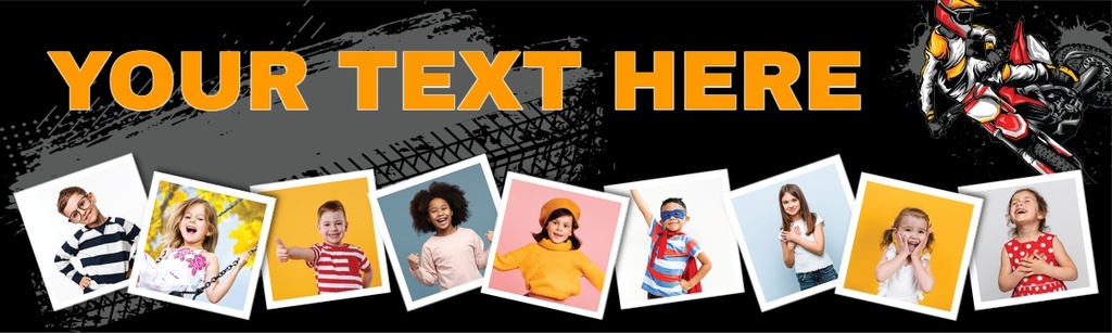 Personalised Happy Birthday Banner - Motocross Dirt Bike - 9 Photo Upload