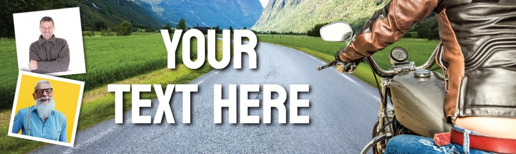 Personalised Happy Birthday Banner - Motorbike - 2 Photo Upload