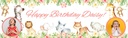 Personalised Happy Birthday Banner - Pink Flowers & Safari Animals - 2 Photo Upload