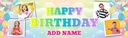 Personalised Happy Birthday Banner - Rainbow Balloons - 4 Photo Upload