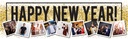 Personalised Happy New Year Banner - Gold Glitter Design - 9 Photo Upload