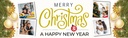 Personalised Merry Christmas Banner - Gold Baubles Xmas & New Year - 4 Photo Upload