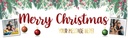 Personalised Merry Christmas Banner - Green & Red Baubles - 2 Photo Upload