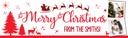 Personalised Merry Christmas Banner - Santa & Reindeer Red - 2 Photo Upload