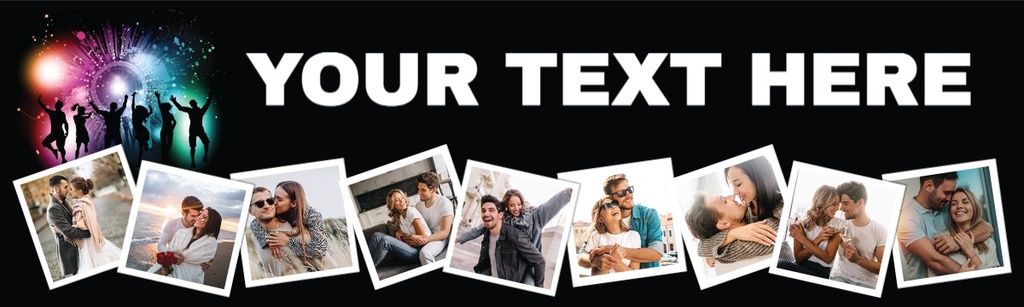 Personalised Party Banner - Dance Club - Custom Text & 9 Photo Upload