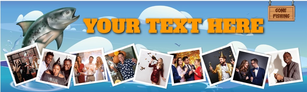 Personalised Party Banner - Fishing - 9 Photo Upload