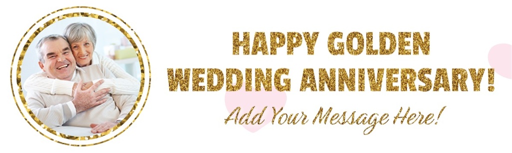 Personalised Wedding Anniversary Banner - Gold - 1 Photo upload