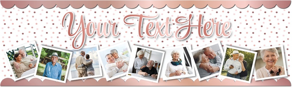 Personalised Wedding Anniversary Banner - Pink Dotty Design - 9 Photo Upload