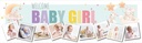 Personalised Welcome Baby Girl Banner - Bunny & Stars - 9 Photo Upload
